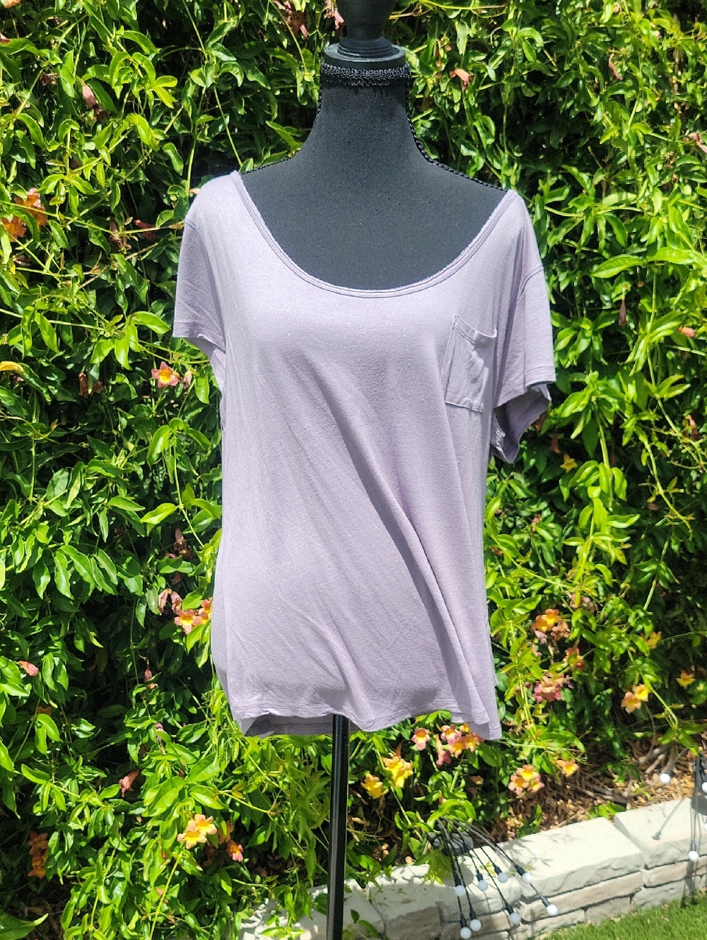 Rock and Republic short sleeve light purple Shimmering Pocket T Shirt Sz 1X
